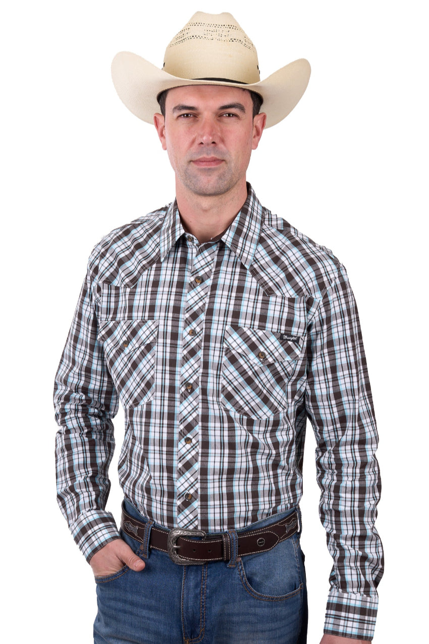 Wrangler Mens Shirt | Knox | White / Dark Tan