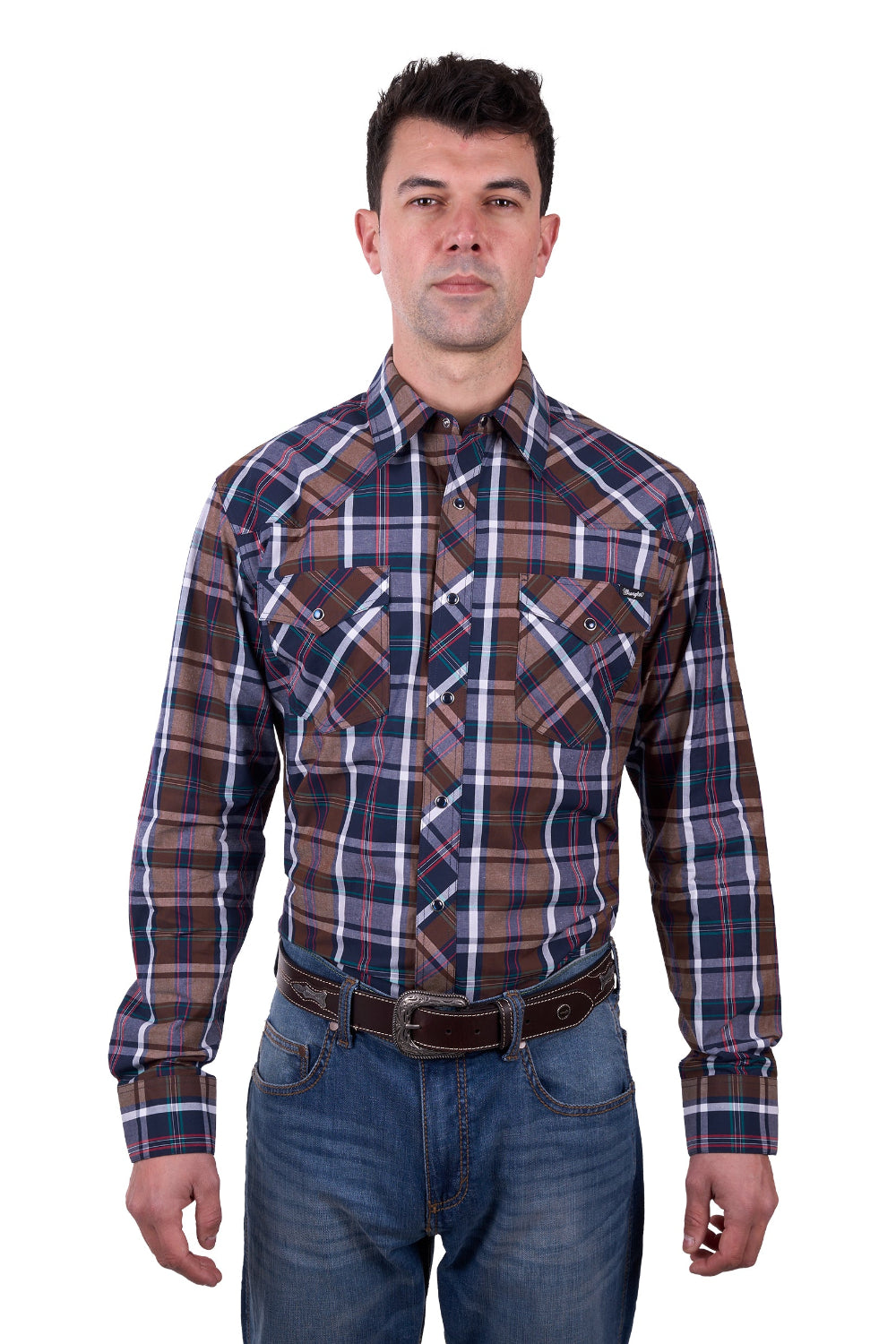 Wrangler Mens Shirt | Milo | Tan / Navy
