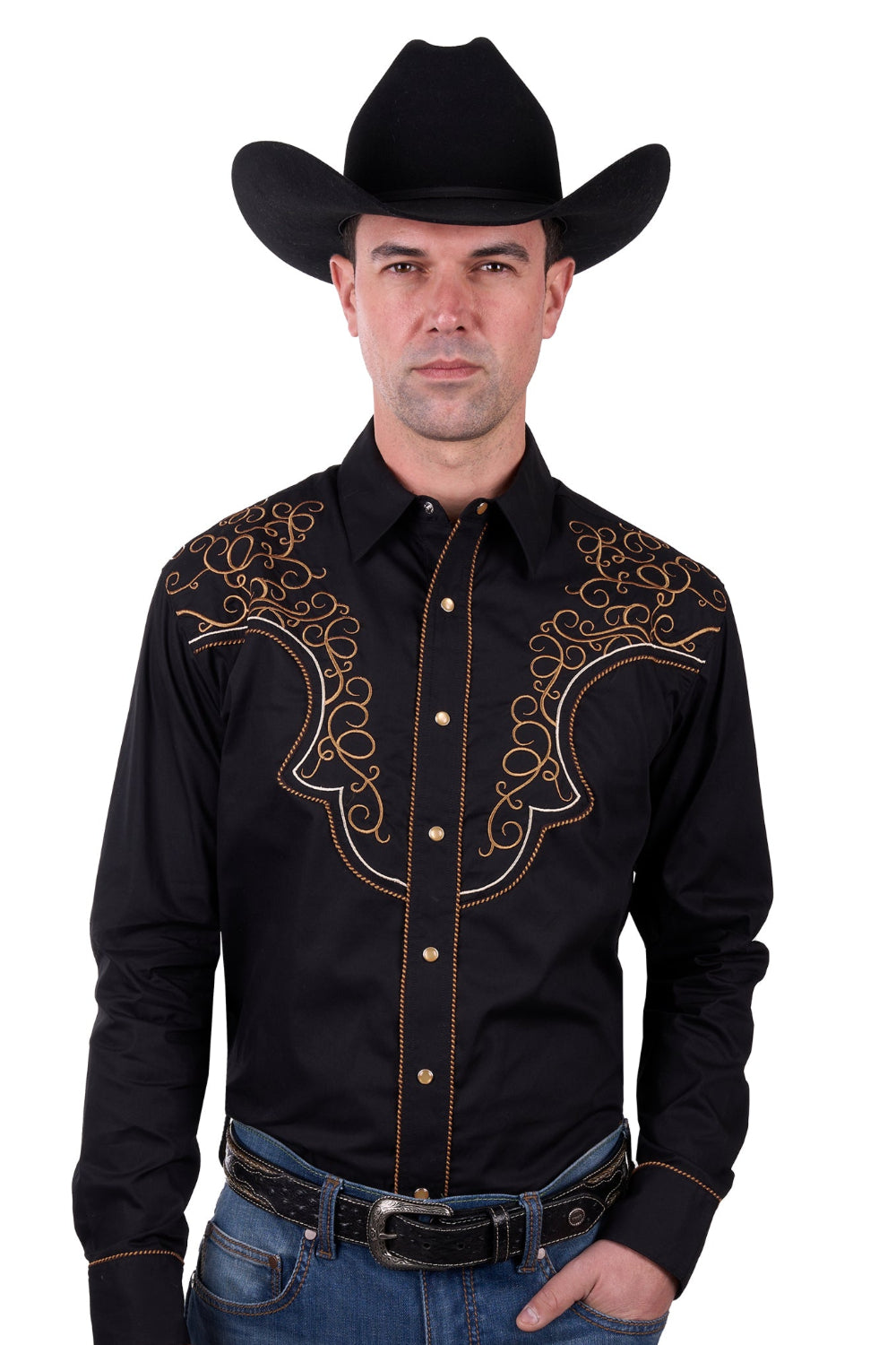 Wrangler Mens Shirt | Rhys | Embroidered | Black