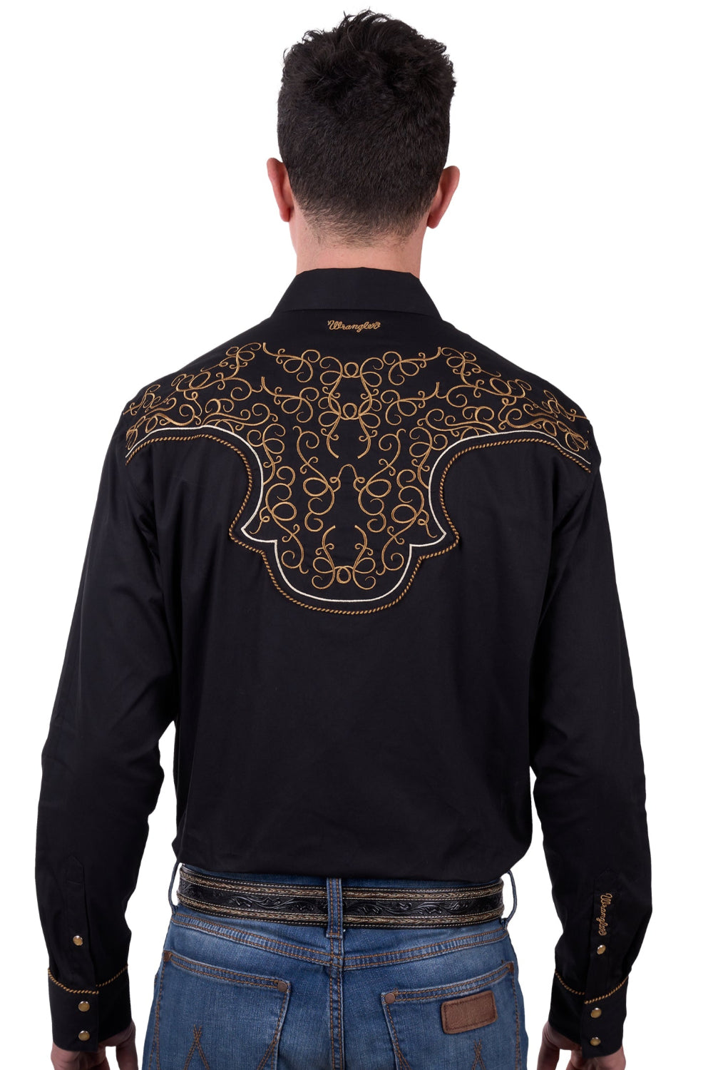 Wrangler Mens Shirt | Rhys | Embroidered | Black