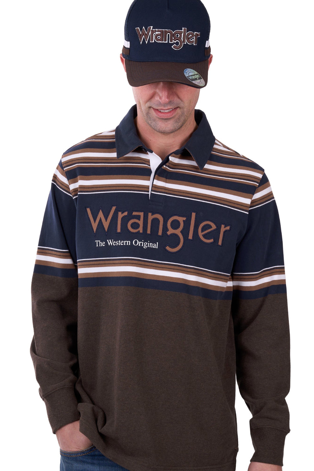 Wrangler Mens Rugby | Nico | Tan Marle / Navy