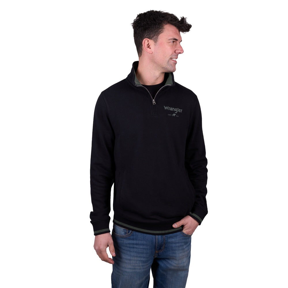 Wrangler Mens 1/4 Zip Pullover | Alex | Black