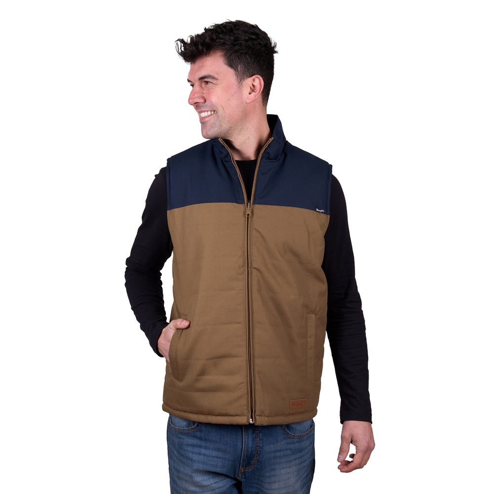 Wrangler Mens Vest | Koda | Tan / Navy