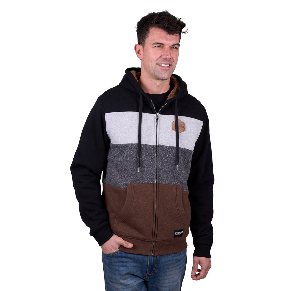 Wrangler Mens Zip Up Hoodie | Eric | Black / Multi