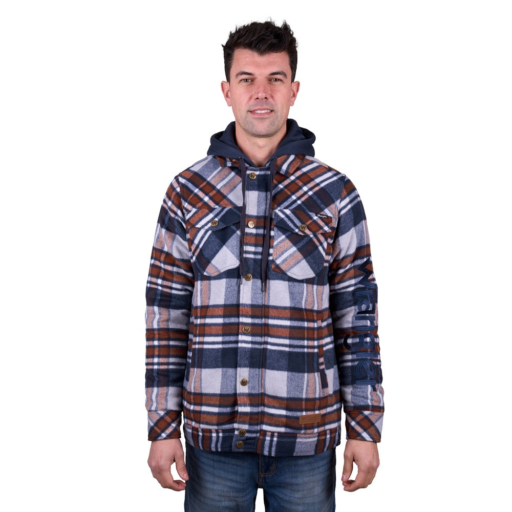 Wrangler Mens Wool Shirt Jacket | Reid | Navy / Tan