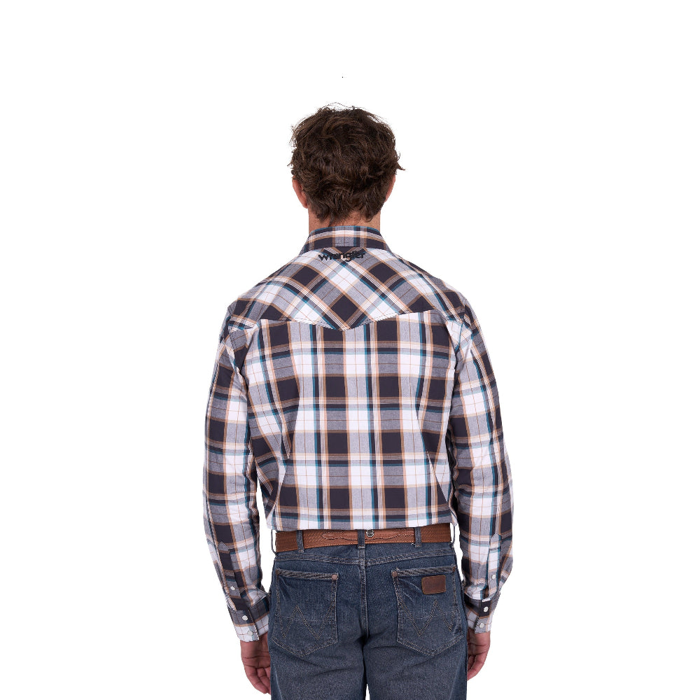 Wrangler Mens Shirt | Ricky Embroidered | Black / Tan