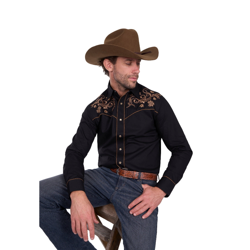 Wrangler Mens Shirt | Luke Embroidered | Black