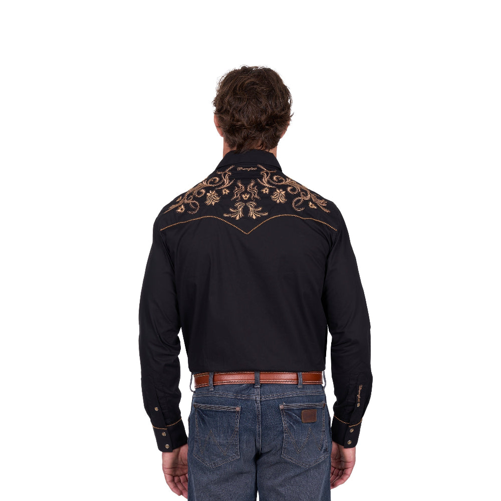 Wrangler Mens Shirt | Luke Embroidered | Black