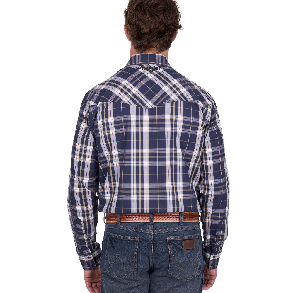 Wrangler Mens Shirt | Luke | Navy / Tan