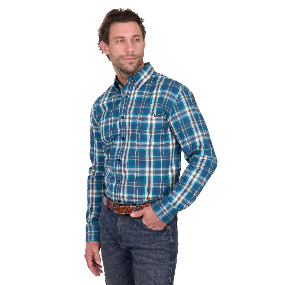 Wrangler Mens Shirt | Erik | Blue / Cypress