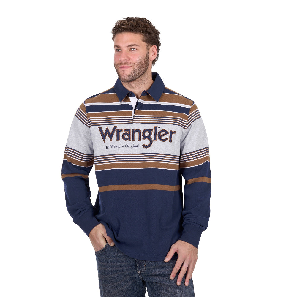 Wrangler Mens Rugby | Federick | Navy / Tan