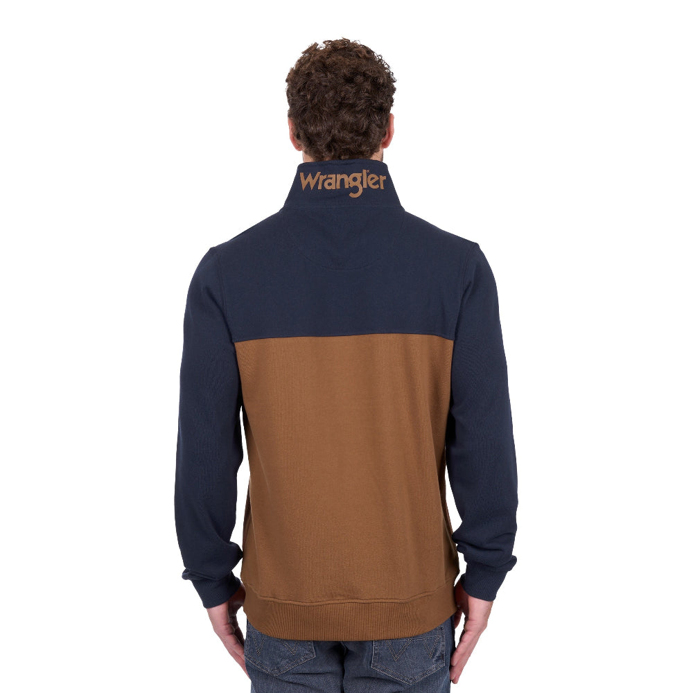 Wrangler Mens Pullover | Steve 1/4 Zip | Navy / Tan