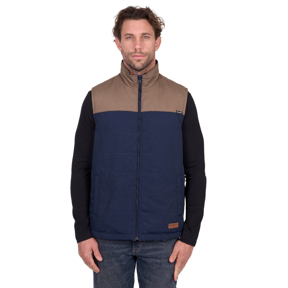 Wrangler Mens Vest | Dean Reversible | Navy / Tan