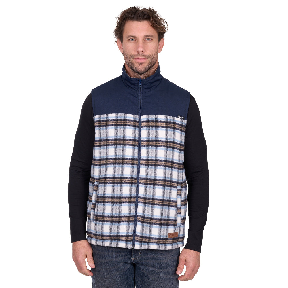 Wrangler Mens Vest | Dean Reversible | Navy / Tan