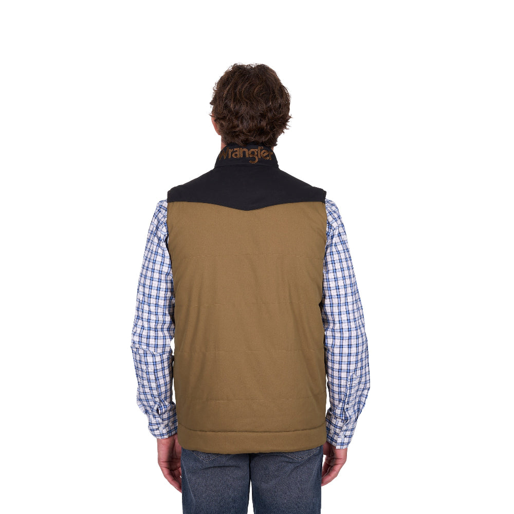 Wrangler Mens Vest | Ruben | Dark Tan / Black