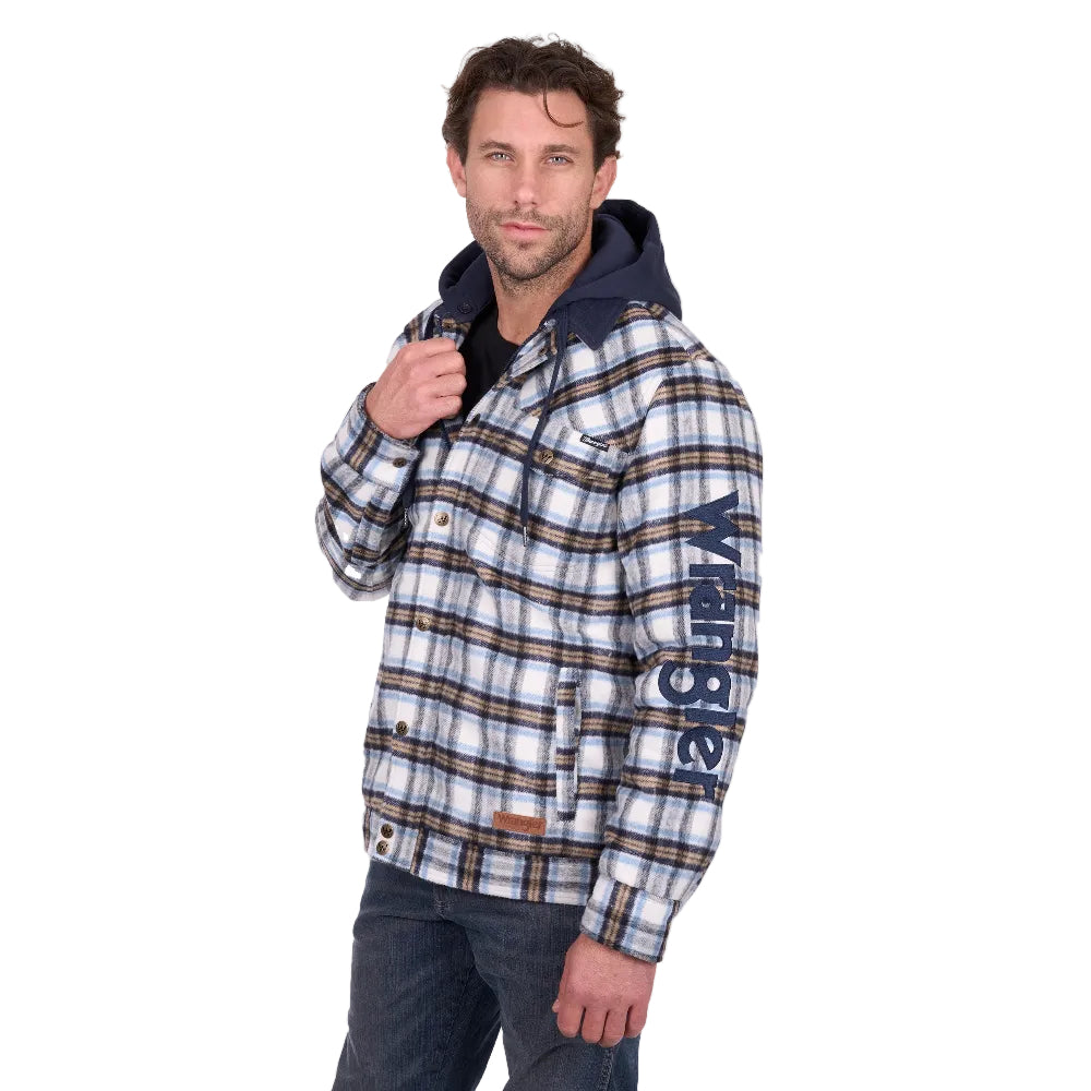 Wrangler Mens Shirt Jacket | Mitchell Logo | Blue White