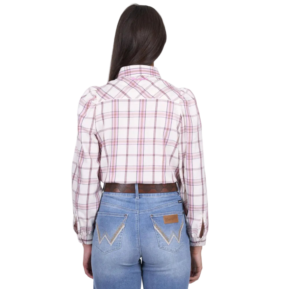 Wrangler Womens Shirt | Henley | Ivory / Pink