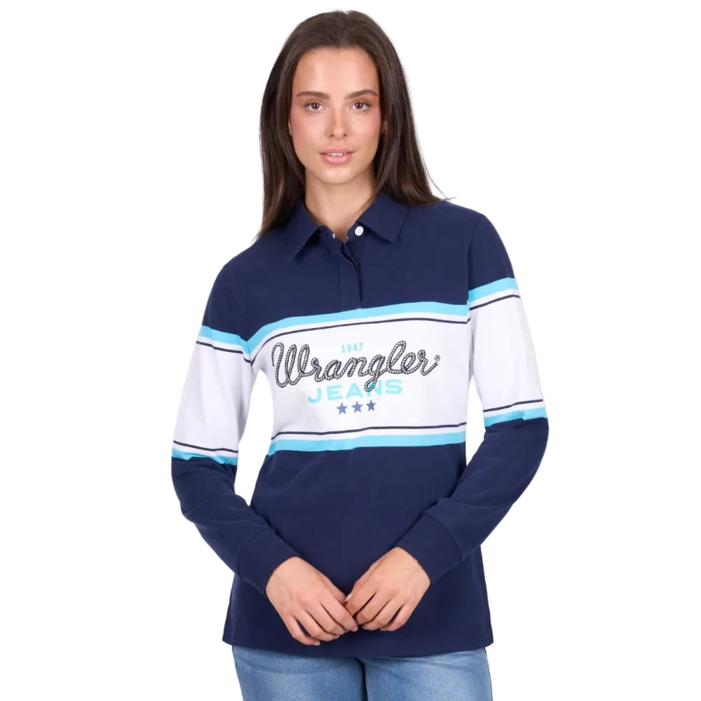 Wrangler Womens Rugby | Piper | Navy / Light Blue