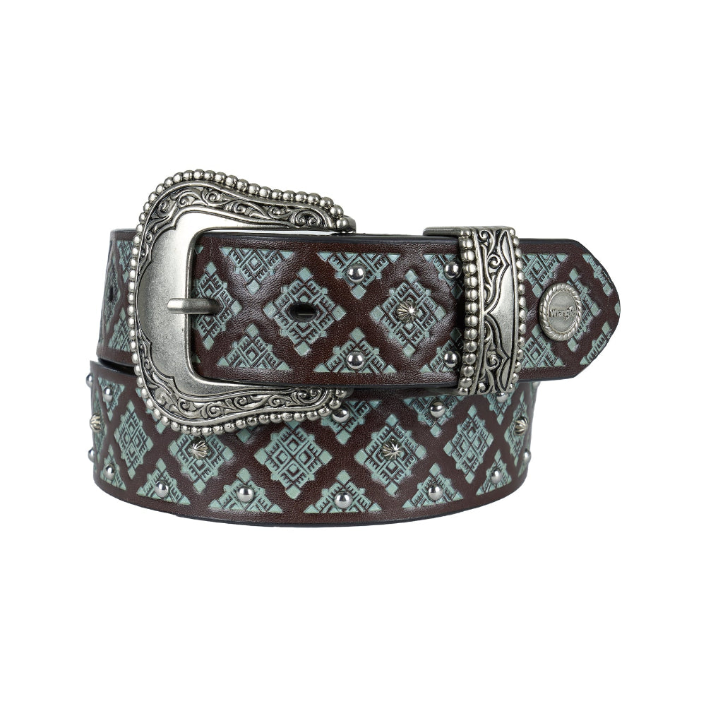 Wrangler Womens Belt | Emmaline | Chocolate/Turquoise