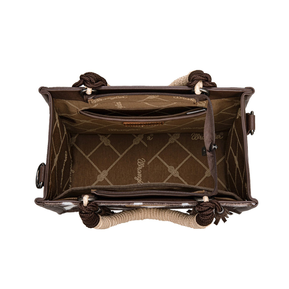 Wrangler Crossbody Bag | Cow Print Tassel | Chocolate