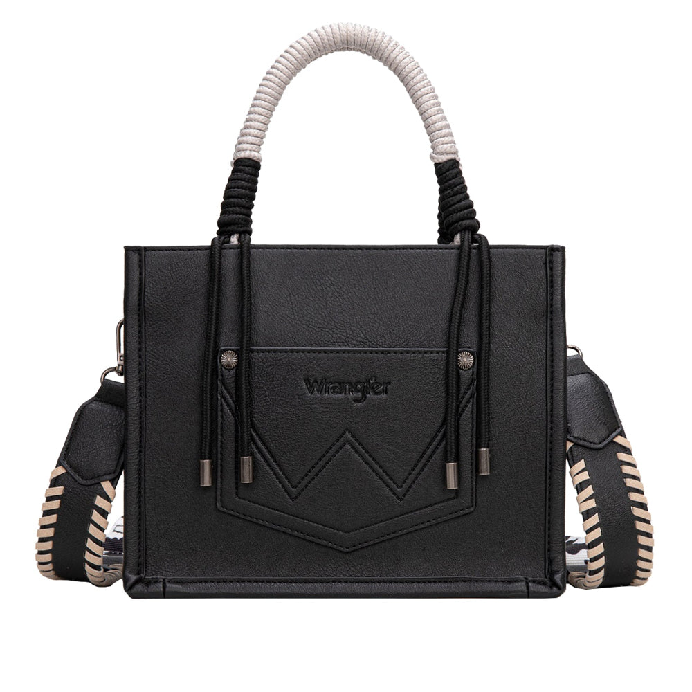 Wrangler Crossbody Bag | Cow Print Tassel | Black