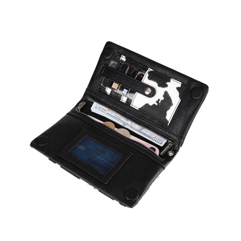 Wrangler Wallet Bag | Crossbody | Black Cow Print