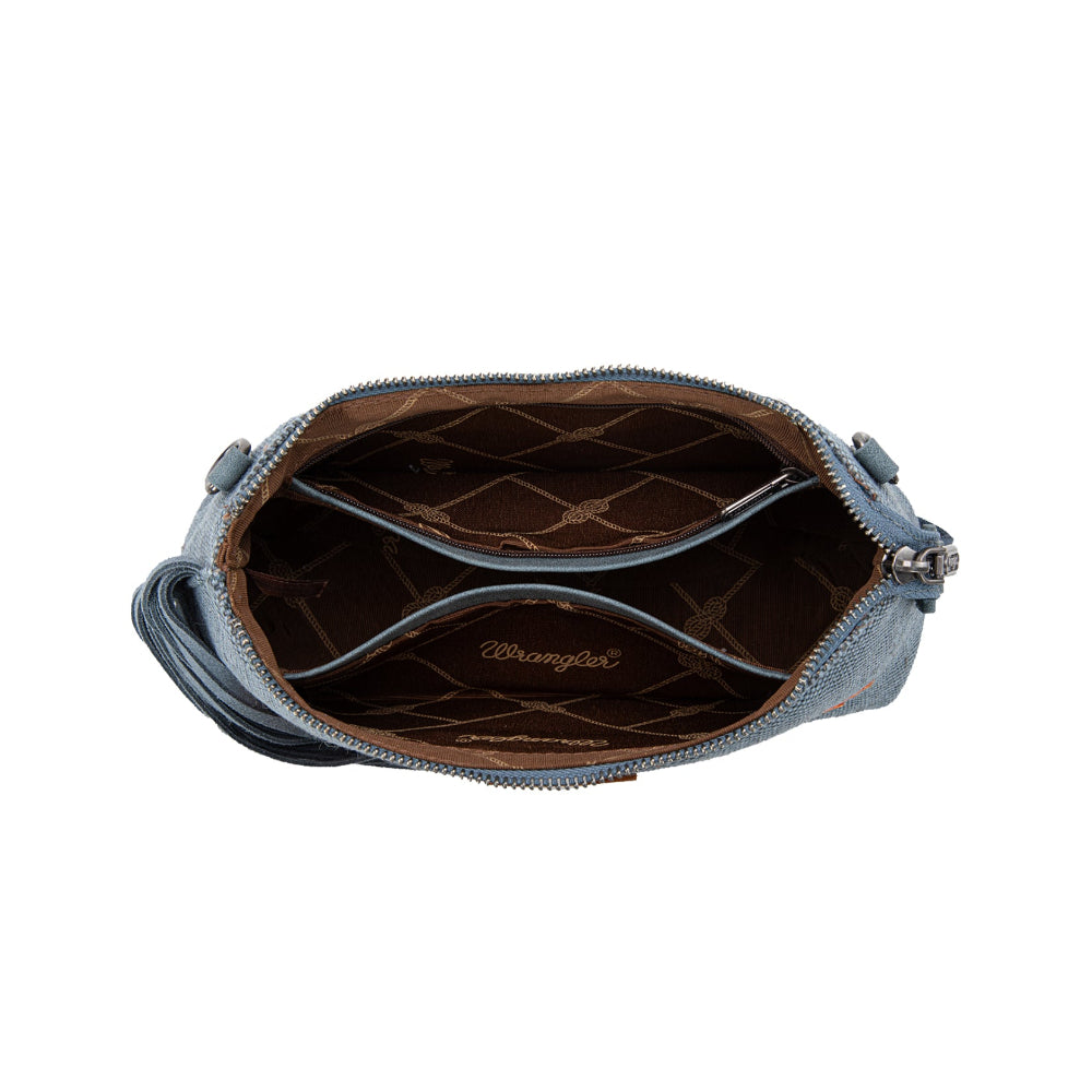 Wrangler Wristlet | Embroidered Aztec Fringe | Blue