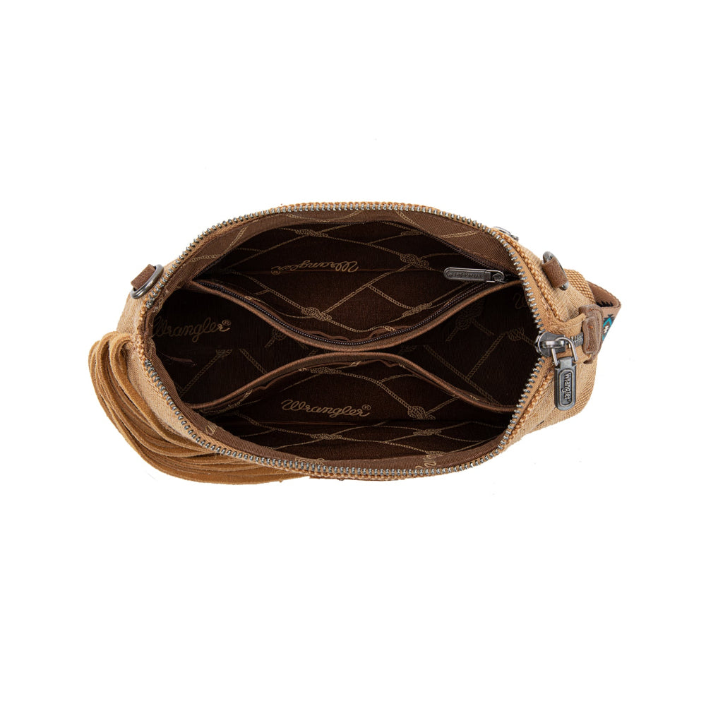 Wrangler Wristlet | Embroidered Aztec Fringe | Tan