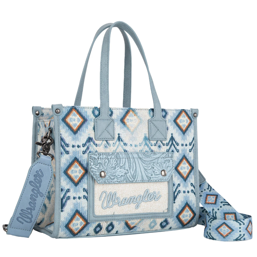 Wrangler Tote Bag | Aztec Crossbody | Light Blue
