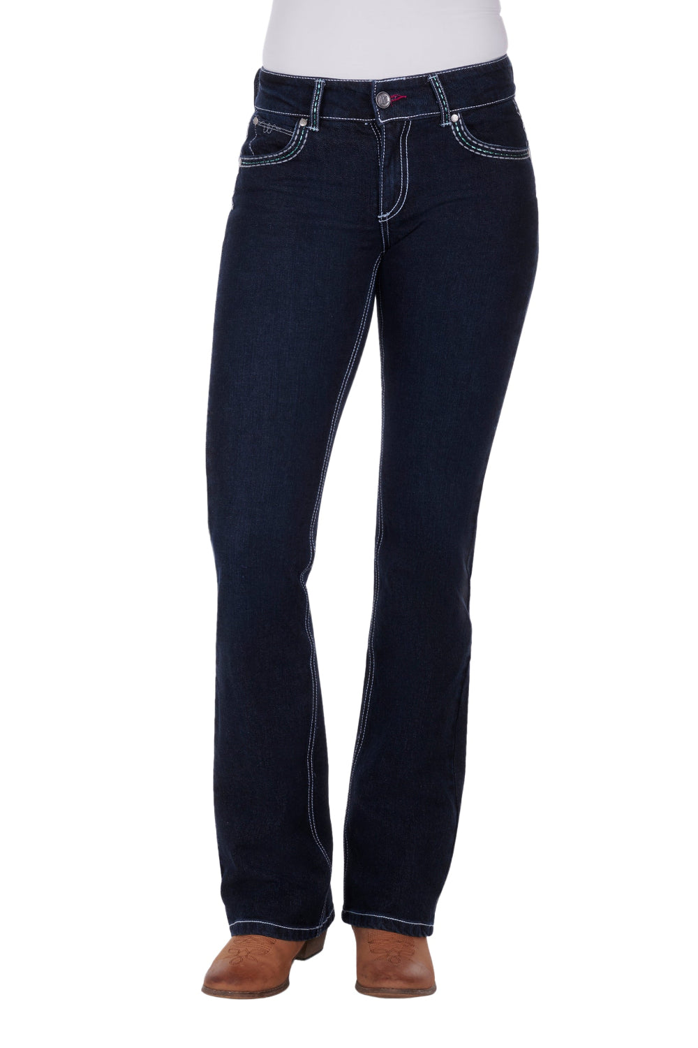 Wrangler Womens Mae Mid Rise Jean | Jewel Blue | 34 Leg