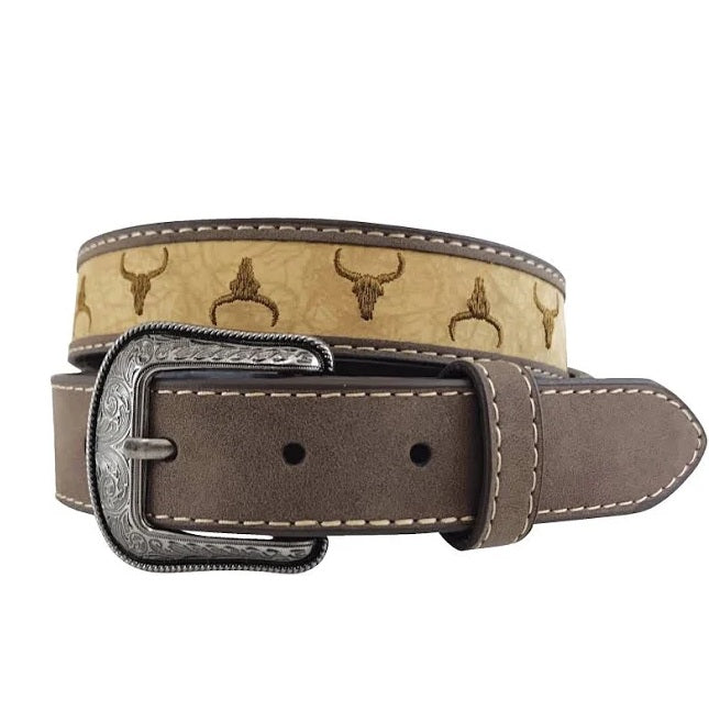 Roper Boys Belt | Steer Head Embroidery | Brown