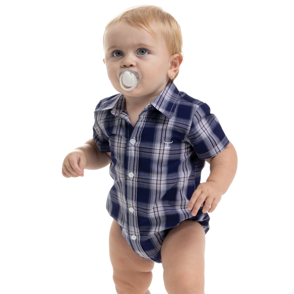 Just Country Infant Frankie Jumpsuit | Full Button | Navy / White Plaid
