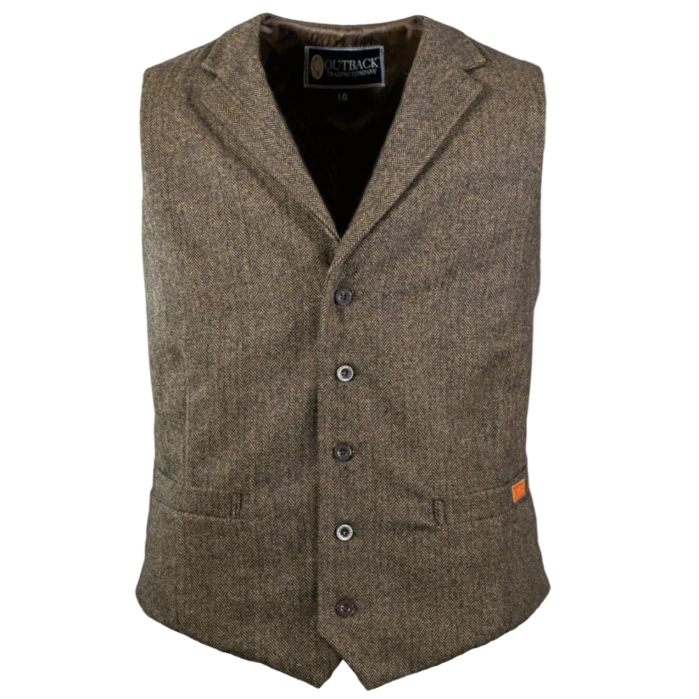 Outback Trading Company Mens Vest | Jesse | Dark Brown