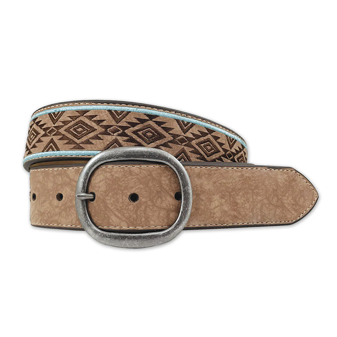 Roper Womens Belt | Synthetic Leather | Aztec Embroidery / Tan