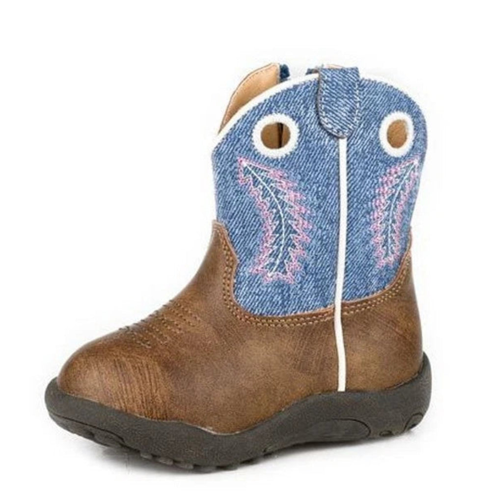 Roper Infant Boots | Willow | Brown / Blue Denim