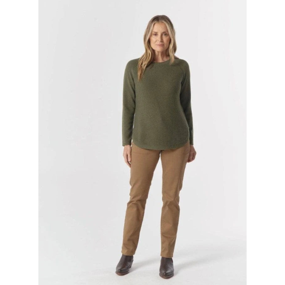 Goondiwindi Cotton Jumper | Merino Cotton Classic Raglan | Covert Green