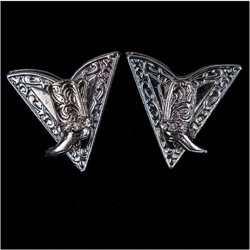 Collar Tip Silver Plated Boot With Austrian Crystal