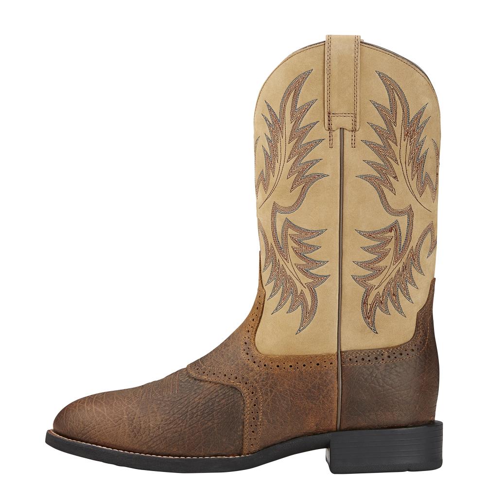 Ariat Mens Heritage Stockman | Tumbled Brown / Beige | EE Width