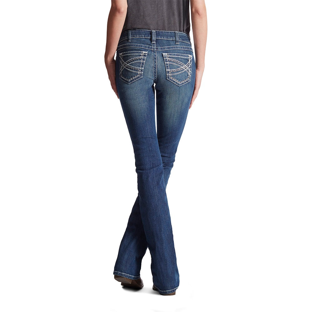 Ariat Womens Jeans | R.E.A.L™ Mid Rise Stretch Entwined Boot Cut | Marine | Extra Long Leg