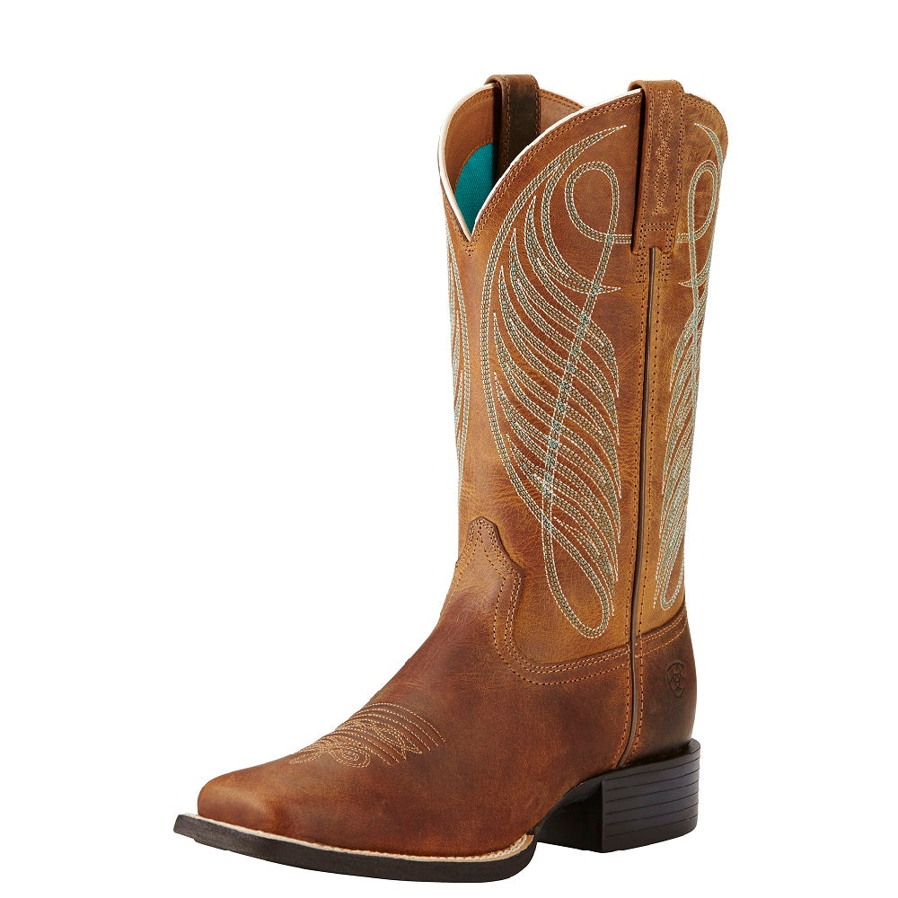 Ariat Womens Round Up Wide Square Toe | Powder Brown | C Width