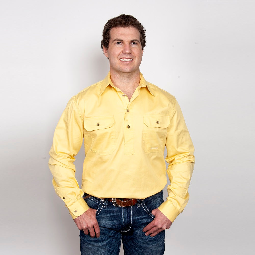 Just Country Mens Cameron Shirt | Half Button | Butter