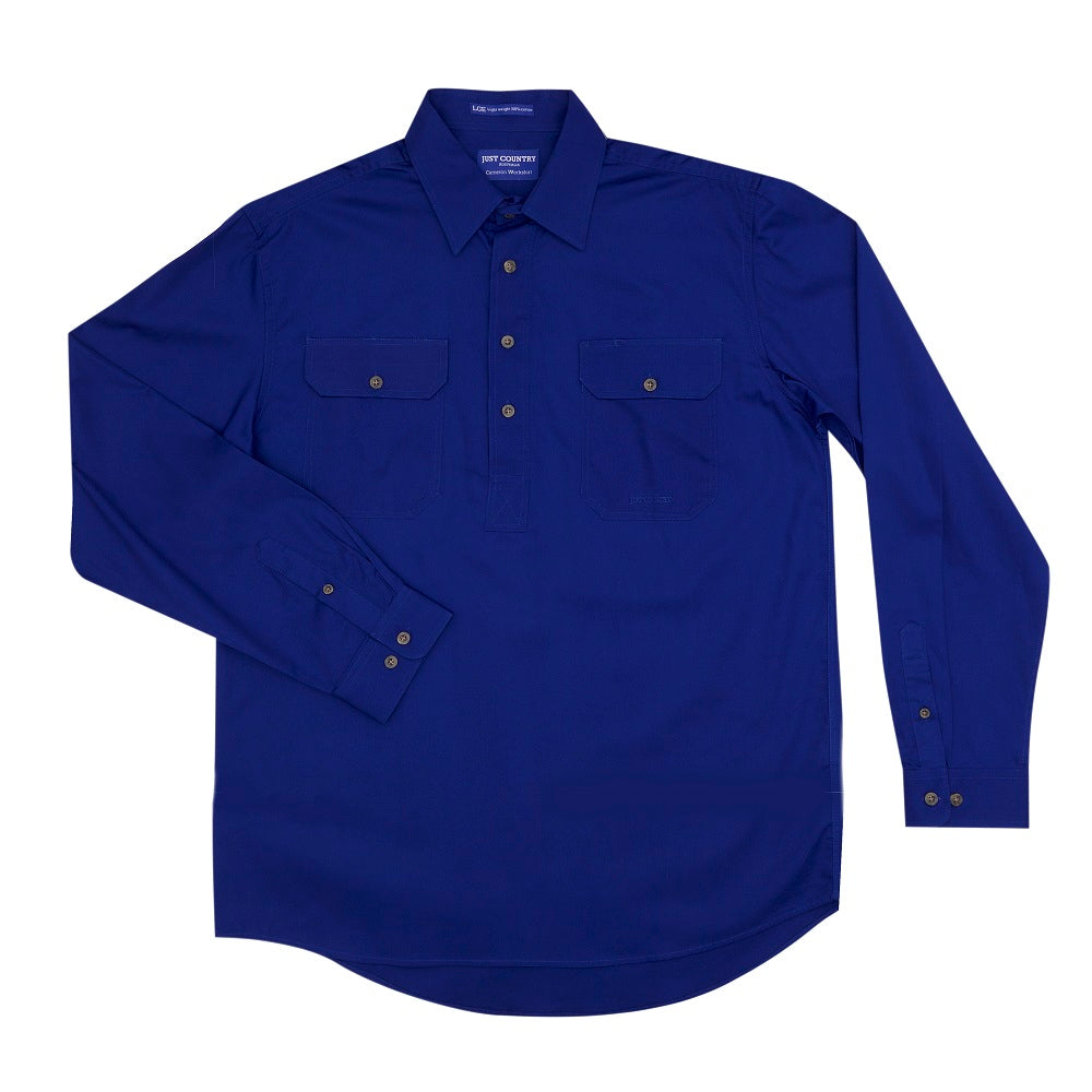 Just Country Mens Cameron Shirt | Half Button | Cobalt
