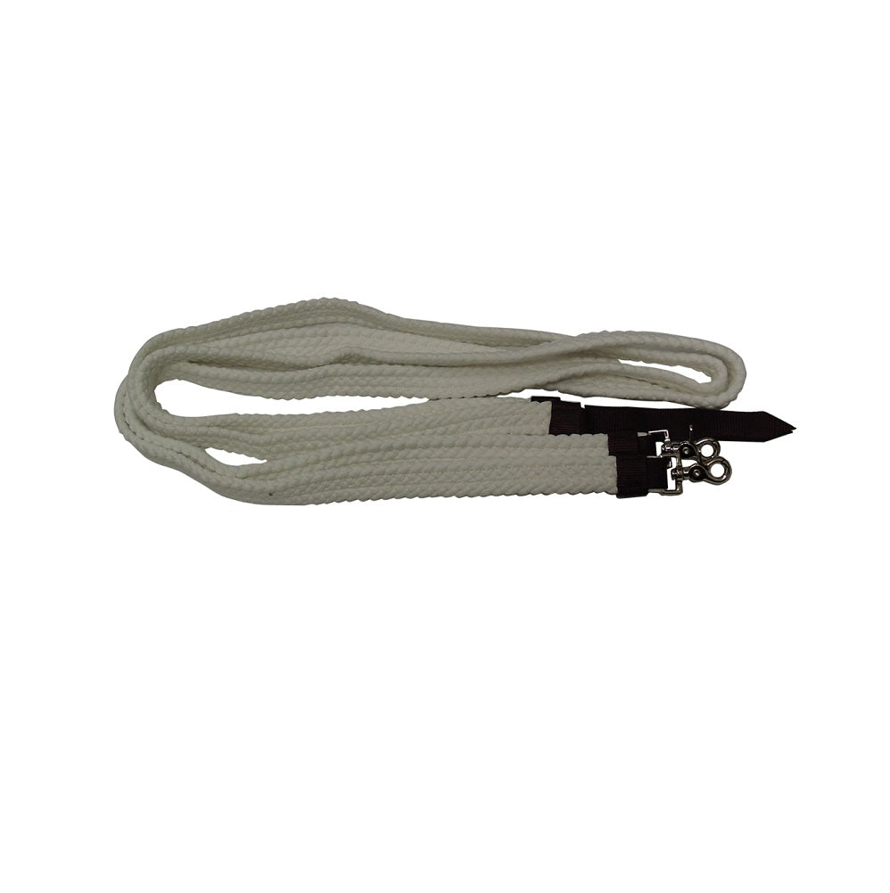 Flat Braided Cotton Split Reins | White