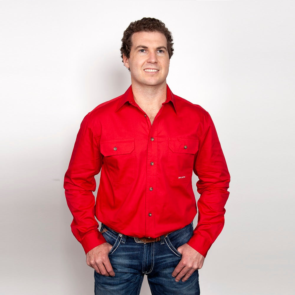 Just Country Mens Evan Shirt | Full Button | Chilli