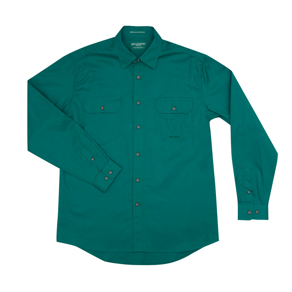 Just Country Mens Evan Shirt | Full Button | Dark Green