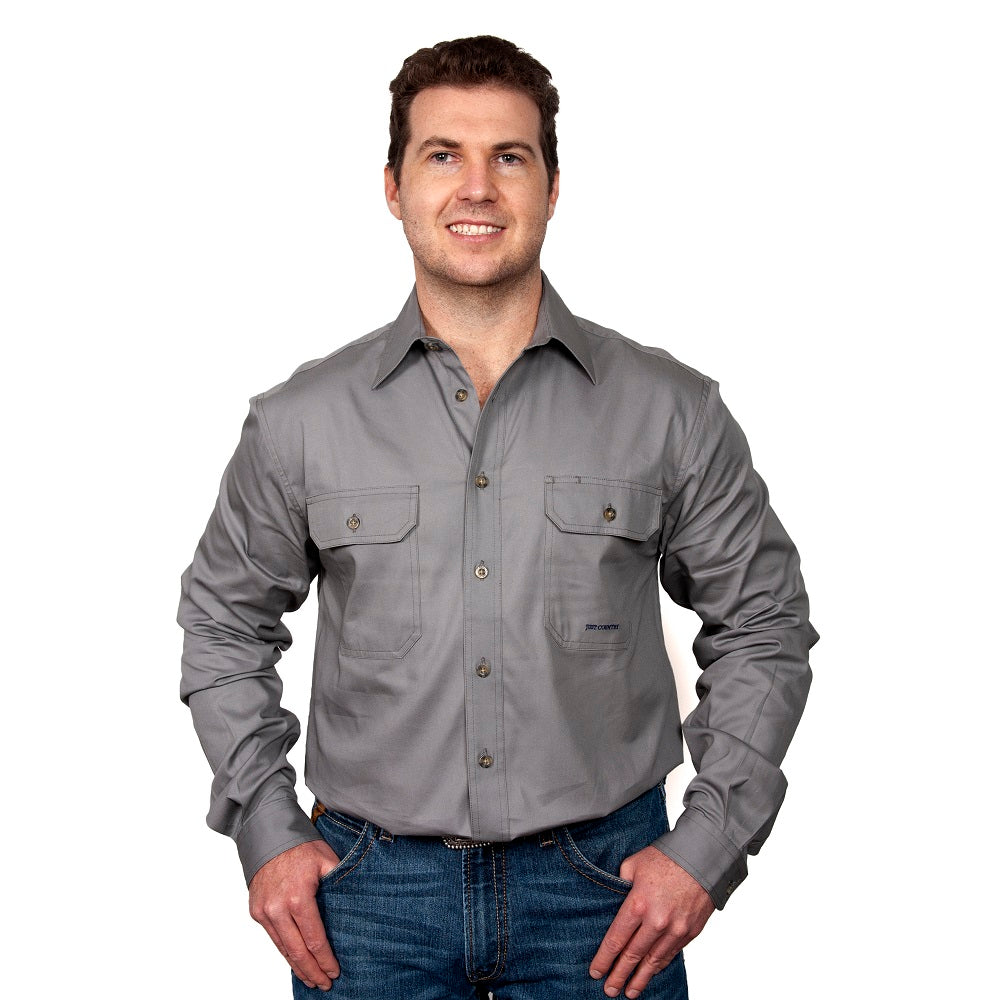 Just Country Mens Evan Shirt | Full Button | Steel Grey