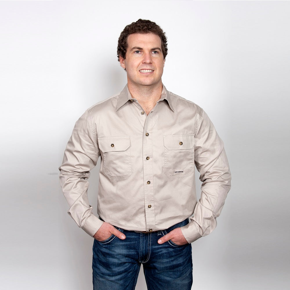 Just Country Mens Evan Shirt | Full Button | Stone