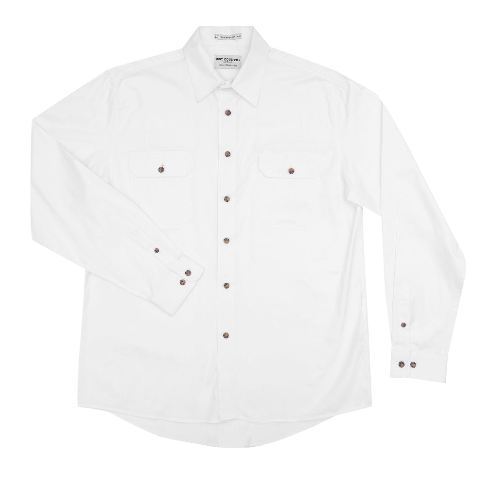 Just Country Mens Evan Shirt | Full Button | White