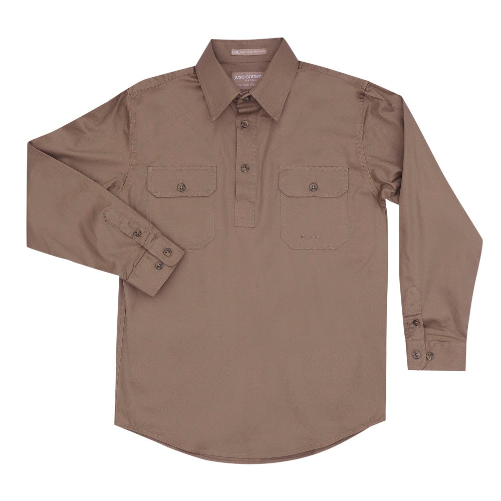 Just Country Boys Lachlan Shirt | Half Button | Brown