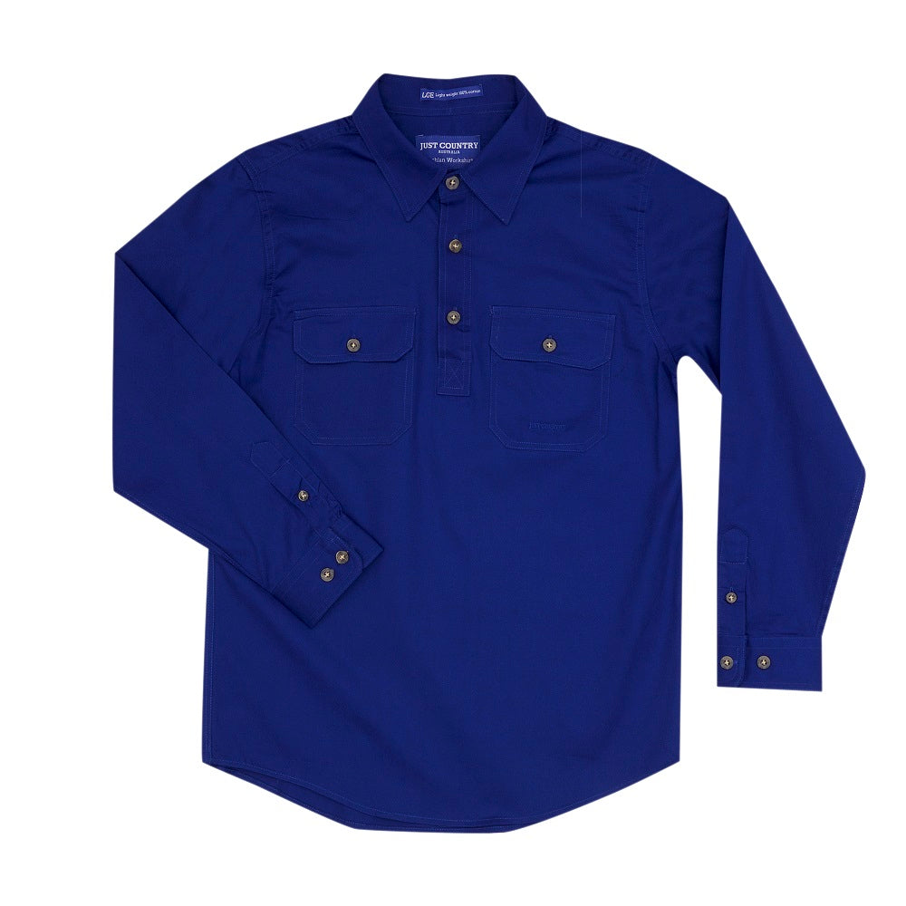 Just Country Boys Lachlan Shirt | Half Button | Cobalt